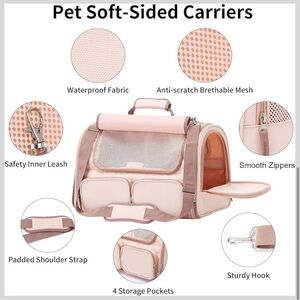 Pet Soft-Sided Carrier in Pink and Cream